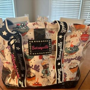 Betsey Johnson bag. Clear plastic with cloth liner. Like new